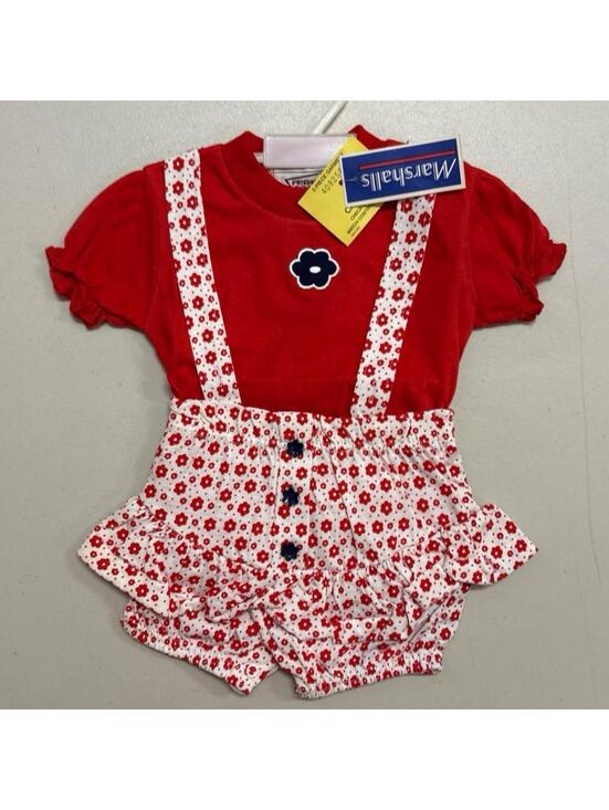 French Toast Other - NWT French Toast Baby Girl 2-Piece Suspender Set – Red Floral – 24 Months
